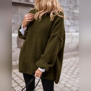 Olive Green Turtleneck Sweater